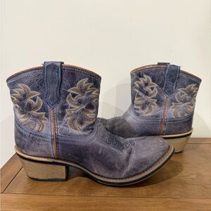 Laredo Distressed Blue and Tan Heeled Boots